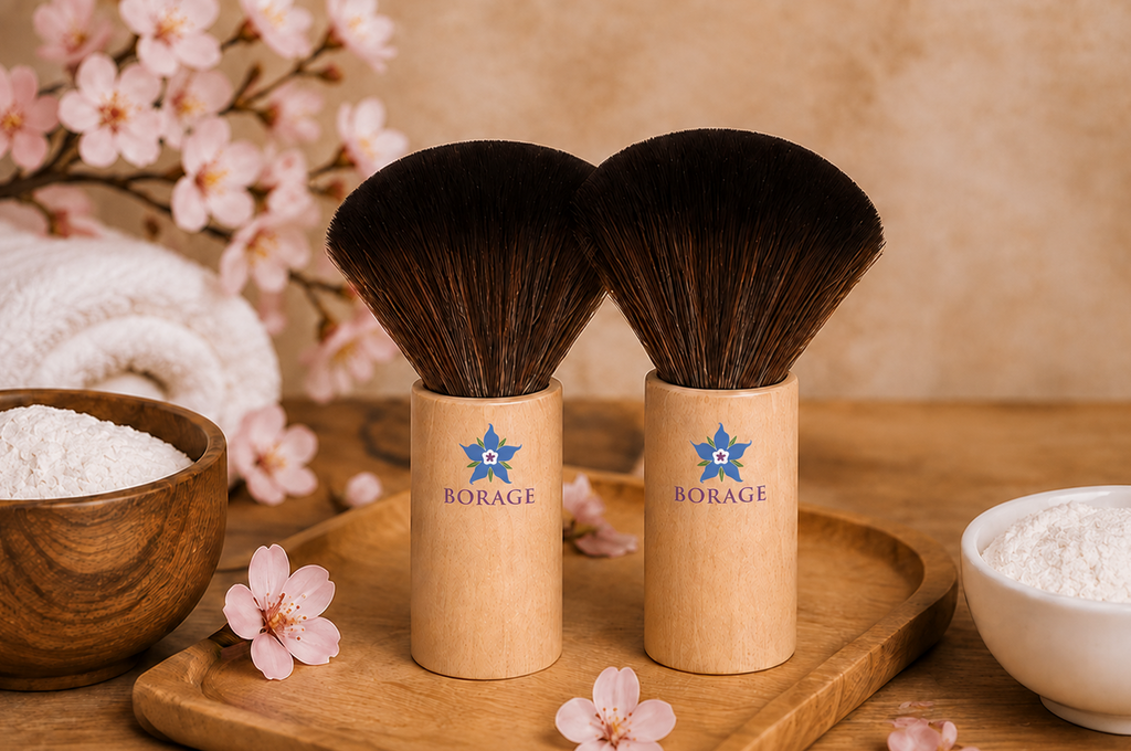 BORAGE Sakura Brushes Set in Sakura spa treatment setting