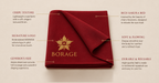 BORAGE Sakura Fabric anatomy showing crepe texture, drape, logo and spa use