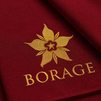 BORAGE Sakura Fabric crepe texture and gold embroidered logo detail